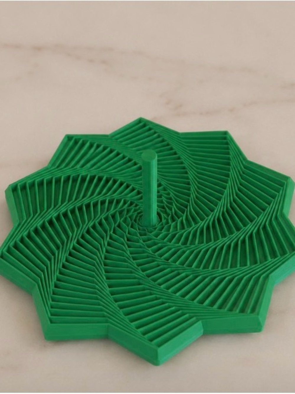 Geometric Spiral Trivet - Green